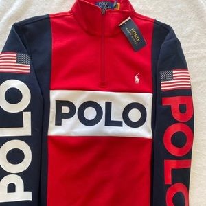 Polo half zip colorblock sweatshirt
